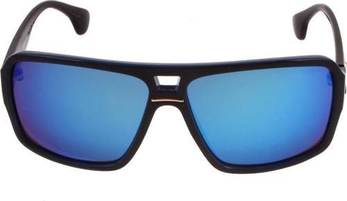 Kadın Güneş Gözlüğü Dikdörtgen Tasarım Gold Detaylı Siyah Çerceve Mavi Cam