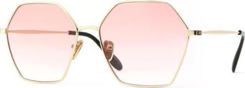 Kadın Güneş Gözlüğü Köşeli Tasarım Gold Çerceve Pembe Cam