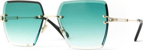 Kadın Güneş Gözlüğü Köşeli Tasarım Gold Çerceve Yeşil Cam