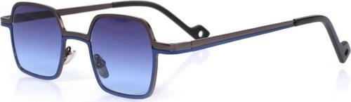 Kadın Güneş Gözlüğü Metal Dikdörtgen Çift Renk Çerçeve Çerçeve Lacivert Cam