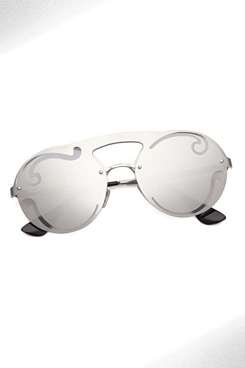 Kadın Güneş Gözlüğü Yuvarlak Tasarım Gümüş Çerçeve Gümüş Aynalı Cam