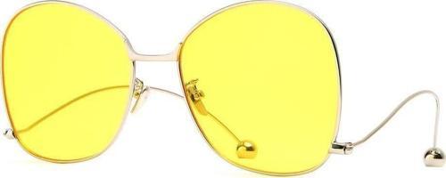 Kadın Güneş Gözlüğü Oval Tasarım Gold Çerceve Sarı Cam