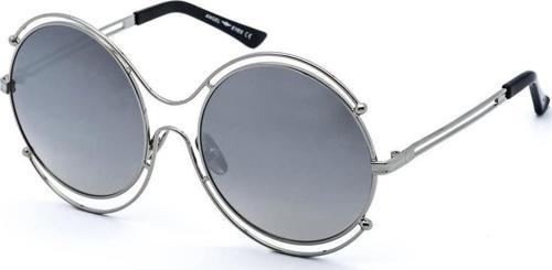 Kadın Güneş Gözlüğü Yuvarlak Tasarım Gümüş Çerceve Siyah Cam