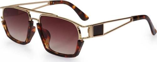 Kahverengi Camlı Leopar-Gold Çerçeveli Unisex Güneş Gözlüğü Ae0918C5