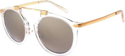 Kadın Güneş Gözlüğü Oval Tasarım Şeffaf Gold Çerceve Siyah Cam