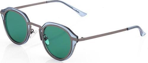 Kadın Güneş Gözlüğü Oval Tasarım Şeffaf Mavi Çerçeve Yeşil Cam