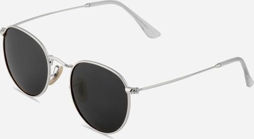 Round Oval Gümüş Çerçeve Siyah Polarize Cam Unisex Güneş Gözlüğü