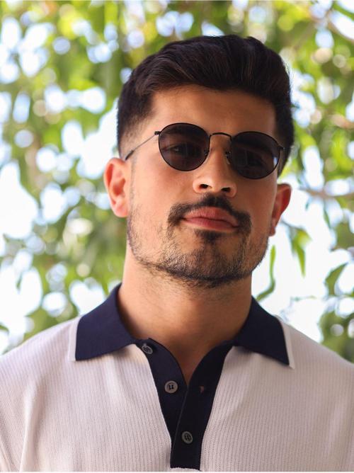 Round[Yuvarlak] Siyah Metal Çerçeve Polarize Unisex Güneş Gözlüğü
