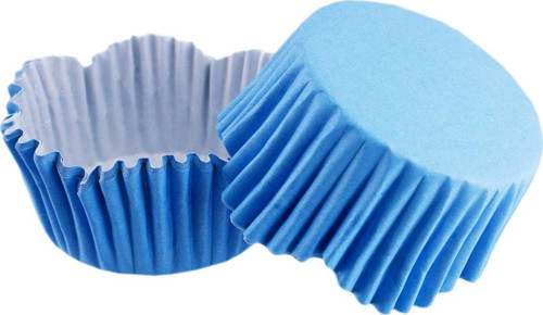 Cupcake Kalıbı Pet Kapsül Dalgalı Kek Kalıbı 65X38 MM (100 Adet) Mavi