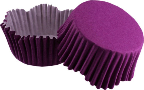 Cupcake Kalıbı Pet Kapsül Dalgalı Kek Kalıbı 65X38 MM (100 Adet) Mor