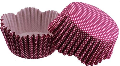 Cupcake Kalıbı Pet Kapsül Dalgalı Kek Kalıbı 65X38 MM (100 Adet)  Mor Küçük Puanlı