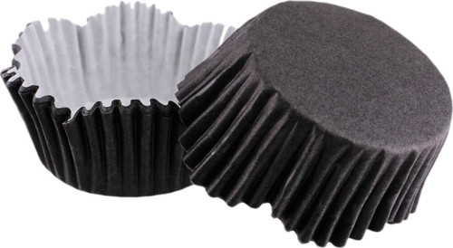 Cupcake Kalıbı Pet Kapsül Dalgalı Kek Kalıbı 65X38 MM (100 Adet) Siyah