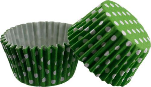 Cupcake Kalıbı Pet Kapsül Kek Kalıbı 48X34 MM (100 Adet)  Puantiyeli  Yeşil
