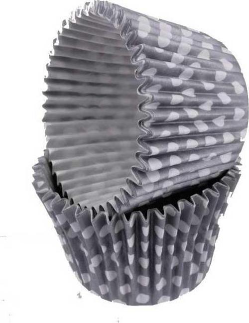 Cupcake Kalıbı Pet Kapsül Kek Kalıbı 48X34 MM (100 Adet)  Puantiyeli Gümüş