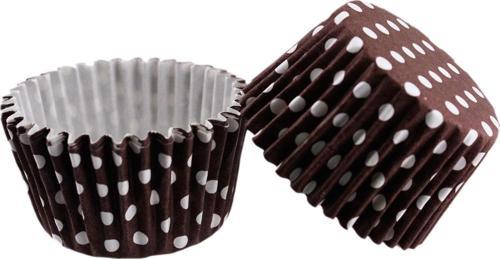 Cupcake Kalıbı Pet Kapsül Kek Kalıbı 48X34 MM (100 Adet)  Puantiyeli Kahverengi