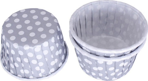 Cupcake Kalıbı Küçük Boy 44*35 Mm (100 Adet) Puantiyeli Gümüş