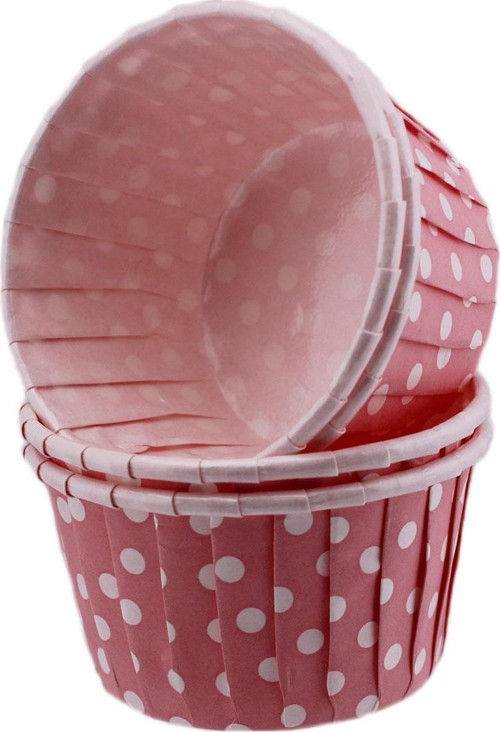 Cupcake Kalıbı Küçük Boy 44*35 Mm (100 Adet) Puantiyeli Pembe