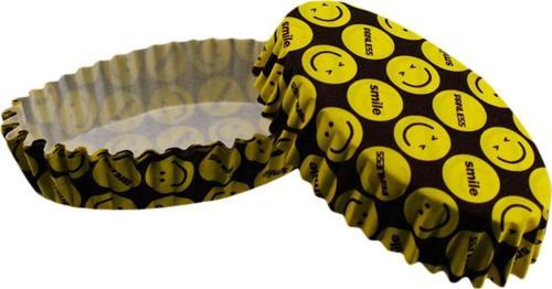 Cupcake Kalıbı Pet Kapsül Oval Sarı Emoji Kek Kalıbı (100 Adet) F11