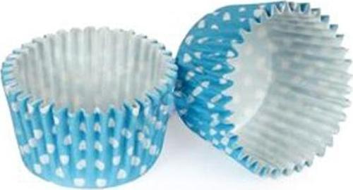 Kek Kalıbı Pet Kapsül 52*45 Mm Kağıt Cupcake Kağıdı (100 Adet)  Puantiyeli Mavi