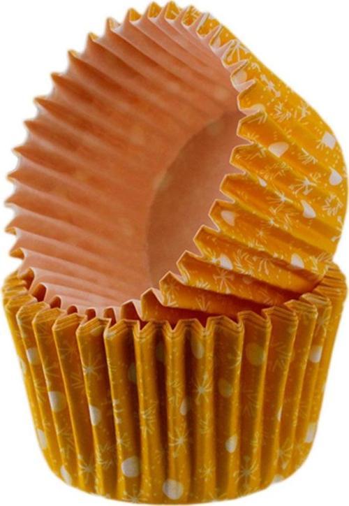 Kek Kalıbı Pet Kapsül 52X45 Mm Kağıt Cupcake Kağıdı (100 Adet) Kar Desenli Sarı