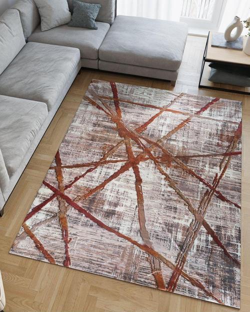 Kadife Dokulu Lastikli Süngerli Kaymaz Yıkanabilir Modern Desenlerde Halı Örtüsü - 6 M2