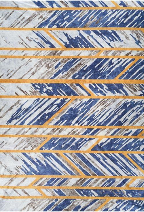 Modern Desenlerde Kadife Dokulu Lastikli Süngerli Kaymaz Yıkanabilir Halı Örtüsü - 9 M2