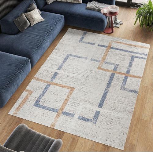 Modern Desenlerde Kadife Dokulu Lastikli Süngerli Kaymaz Yıkanabilir Halı Örtüsü - 9 M2