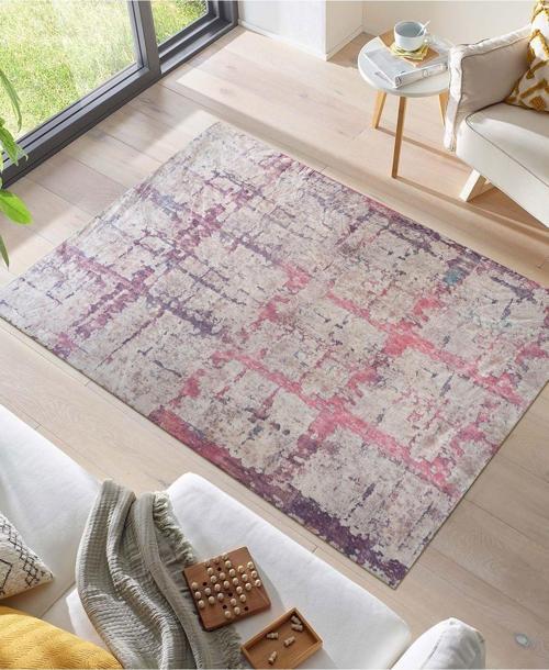 Modern Desenlerde Kadife Dokulu Lastikli Süngerli Kaymaz Yıkanabilir Halı Örtüsü - 9 M2