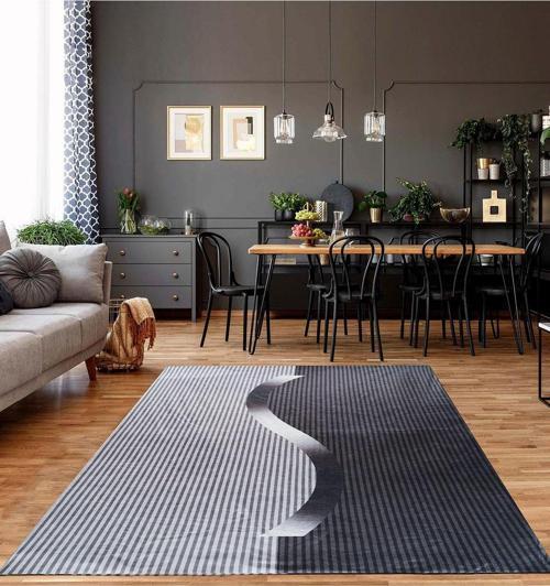 Kadife Dokulu Lastikli Süngerli Kaymaz Yıkanabilir Modern Desenlerde Halı Örtüsü- 4 M2