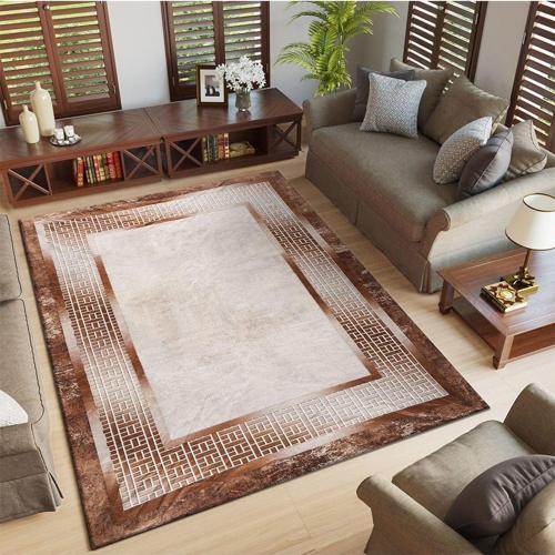 Kadife Dokulu Lastikli Süngerli Kaymaz Yıkanabilir Modern Desenlerde Halı Örtüsü- 4 M2