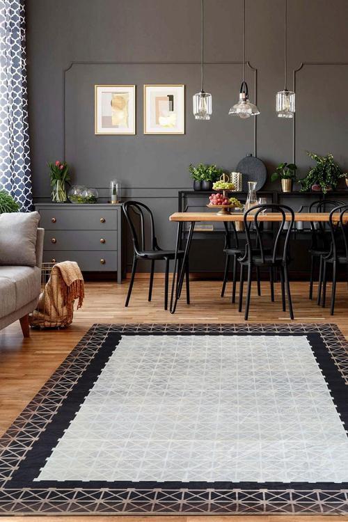 Kadife Dokulu Lastikli Süngerli Kaymaz Yıkanabilir Modern Desenlerde Halı Örtüsü- 4 M2