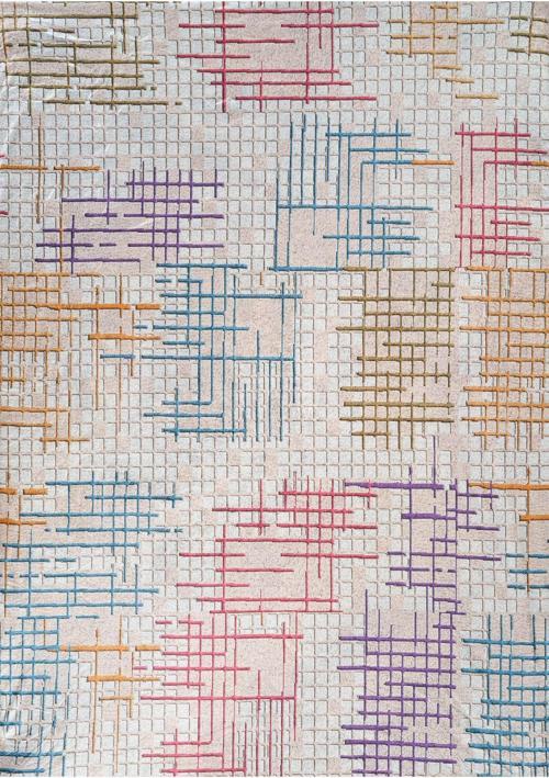 Kadife Dokulu Lastikli Süngerli Kaymaz Yıkanabilir Modern Desenlerde Halı Örtüsü- 6 M2