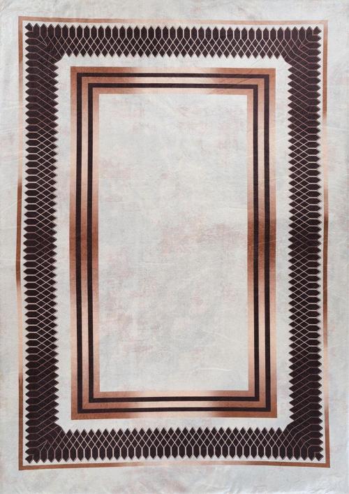 Kadife Dokulu Lastikli Süngerli Kaymaz Yıkanabilir Modern Desenlerde Halı Örtüsü- 6 M2