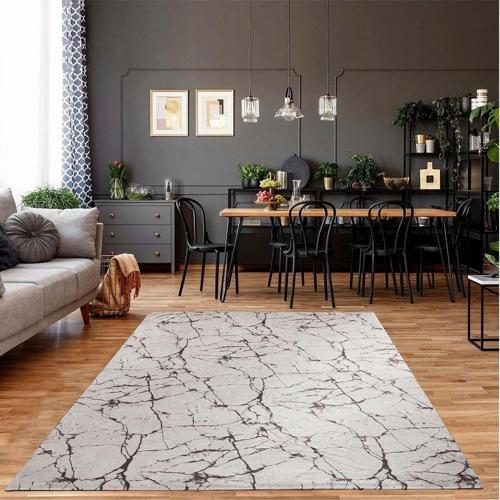 Modern Desenlerde Kadife Dokulu Lastikli Süngerli Kaymaz Yıkanabilir Halı Örtüsü - 12 M2