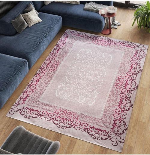 Modern Desenlerde Kadife Dokulu Lastikli Süngerli Kaymaz Yıkanabilir Halı Örtüsü - 12 M2