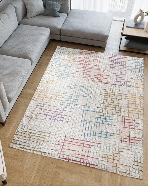 Modern Desenlerde Kadife Dokulu Lastikli Süngerli Kaymaz Yıkanabilir Halı Örtüsü - 12 M2