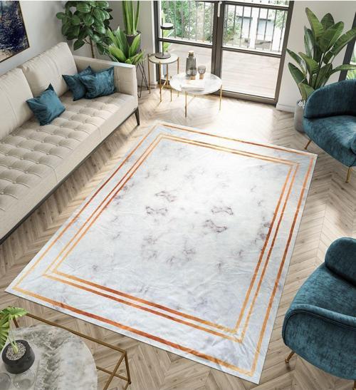 Modern Desenlerde Kadife Dokulu Lastikli Süngerli Kaymaz Yıkanabilir Halı Örtüsü - 12 M2