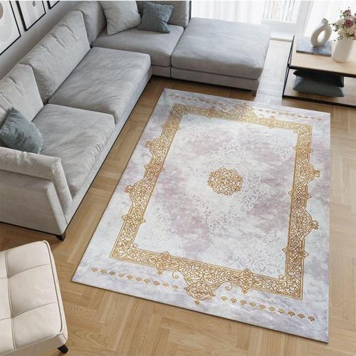 Modern Desenlerde Kadife Dokulu Lastikli Süngerli Kaymaz Yıkanabilir Halı Örtüsü - 12 M2