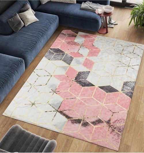 Modern Desenlerde Kadife Dokulu Lastikli Süngerli Kaymaz Yıkanabilir Halı Örtüsü - 12 M2