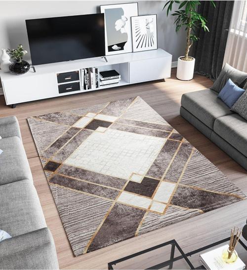 Modern Desenlerde Kadife Dokulu Lastikli Süngerli Kaymaz Yıkanabilir Halı Örtüsü - 12 M2