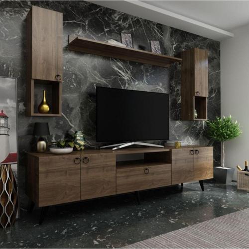 Ideal Tv Ünitesi Duvar Raf Ve Duvar Dolaplı Q7025-2 Ceviz