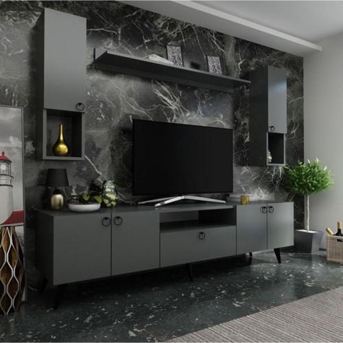 Ideal Tv Ünitesi Duvar Raf Ve Duvar Dolaplı Q7025-4 Antrasit