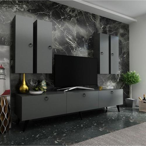 Ideal Tv Ünitesi Duvar Raf Ve Duvar Dolaplı Q7020-4 Antrasit