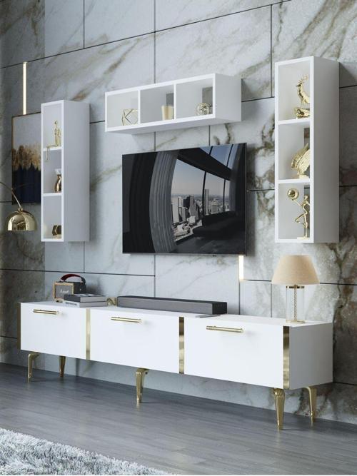 Festival Tv Ünitesi G3007-1-Y1-D1 Gold Beyaz