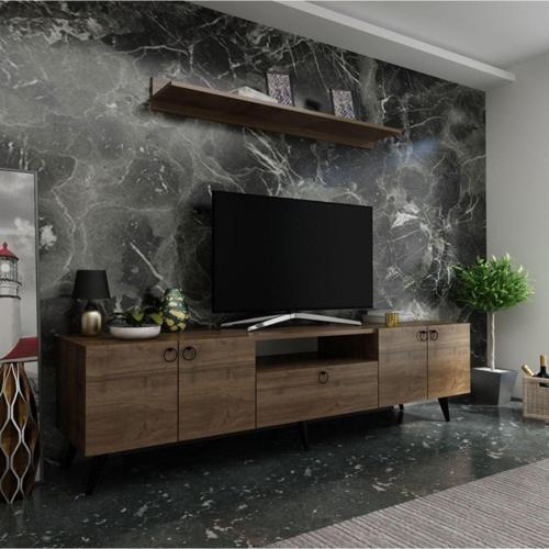Ideal Tv Ünitesi Duvar Raf Ve Duvar Dolaplı Q7027-2 Ceviz