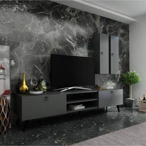 Ideal Tv Ünitesi Duvar Raf Ve Dolaplı Q7818-4 Antrasit