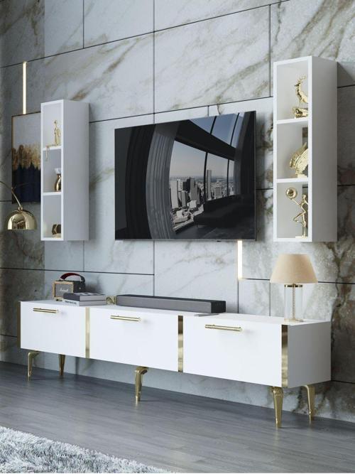 Festival Tv Ünitesi G3004-1-Y1-D1 Gold Beyaz