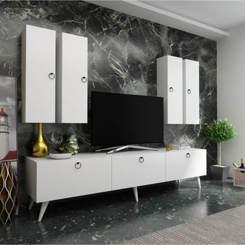 Ideal Tv Ünitesi Duvar Raf Ve Duvar Dolaplı Q7020-1 Beyaz