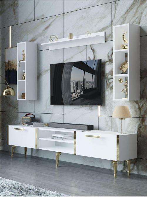 Festival Tv Ünitesi G3009-1-Y1-D1 Gold Beyaz
