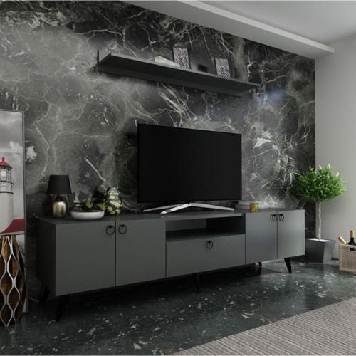 Ideal Tv Ünitesi Duvar Raf Ve Duvar Dolaplı Q7027-4 Antrasit